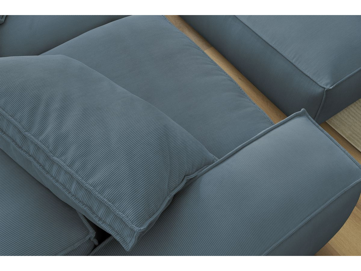 Bobochic Boheme Sofa 4-Sitzer mit Pouf Cordsamt Dunkelblau