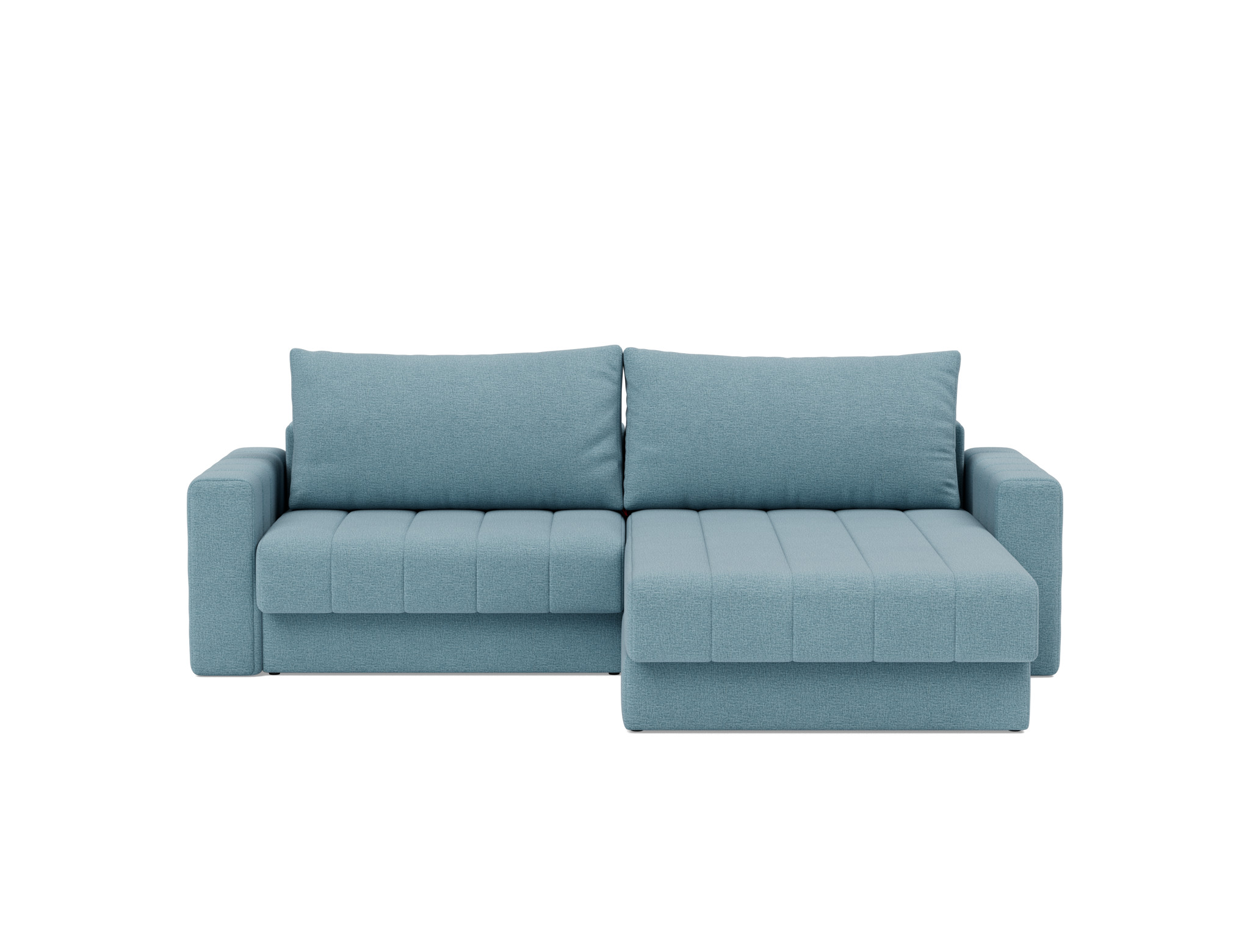 Schlafsofa Akello mit Chaiselongue und Armlehnen Flachgewebe Mixed Dance 525-Light-Blue
