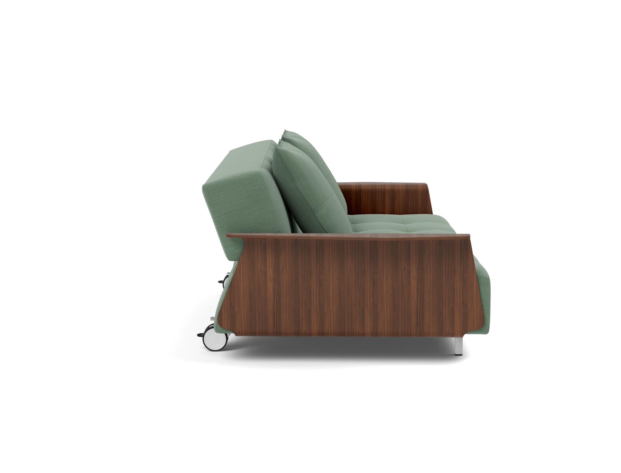Schlafsofa Long Horn D.E.L. mit Armlehnen Flachgewebe Elegance 518-Green