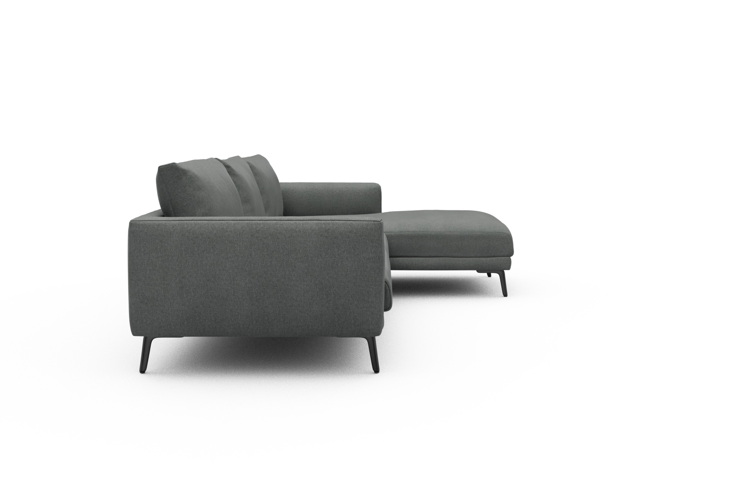 Ecksofa Karl Chaiselongue rechts mit 2,5-Sitzer Satya-Steel