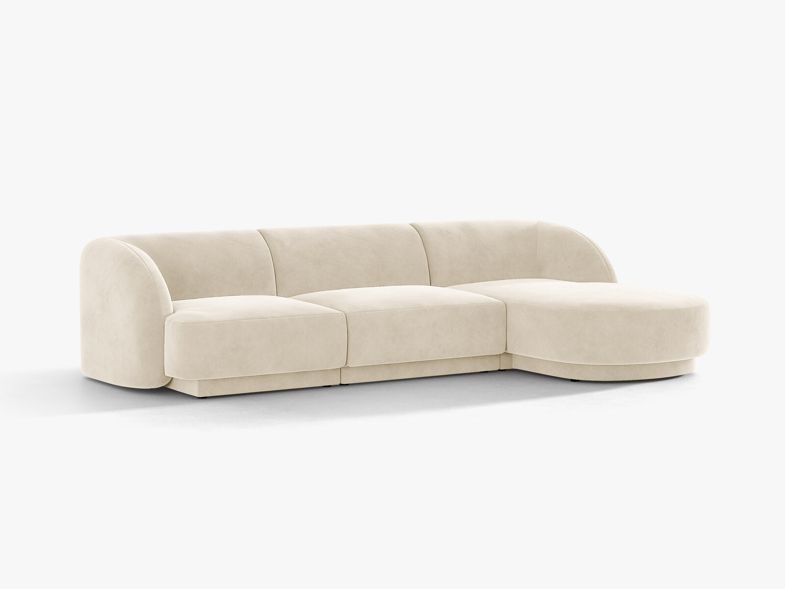 Micadoni Ecksofa Miley 4-Sitzer Rechts Samt Venus Helles Beige