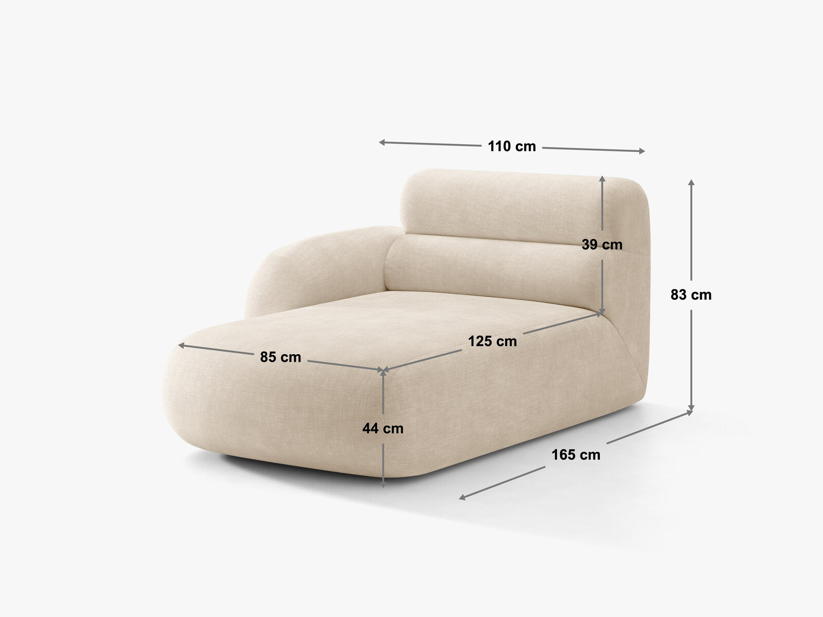 Micadoni Neo Chaiselongue Links Chenille Golden Hellolive