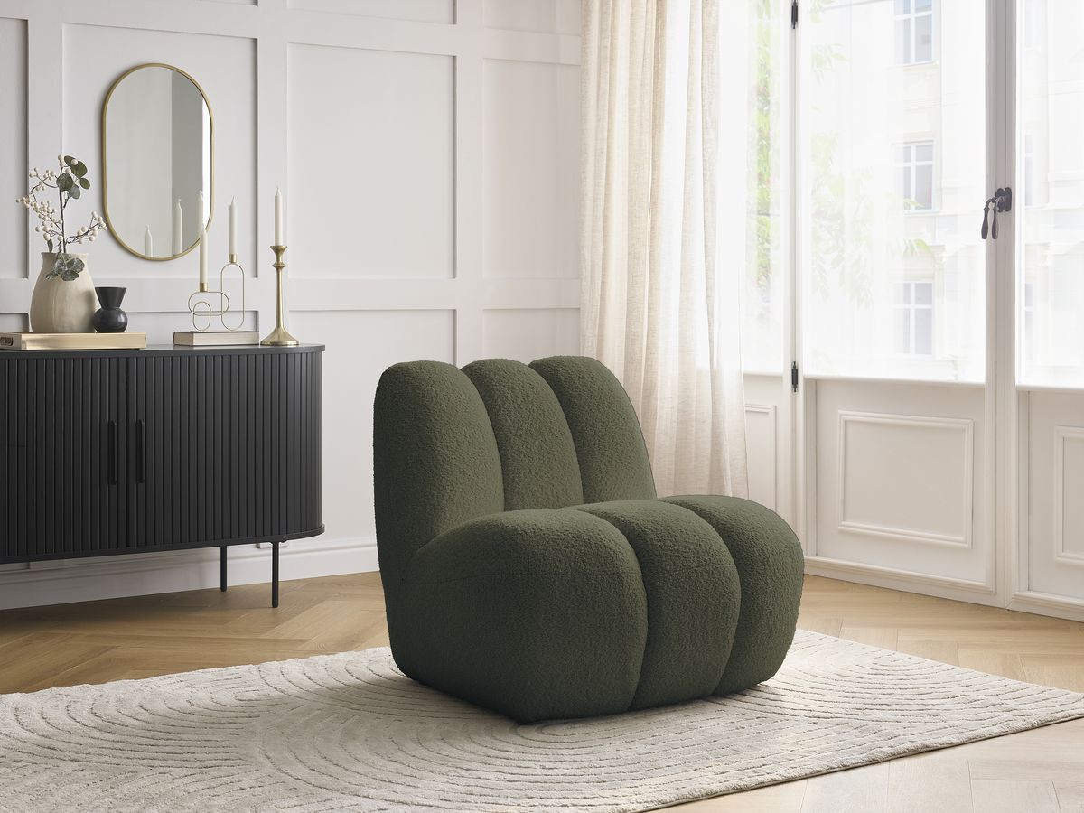 Bobochic Janissaire Sessel 81 × 90 cm Bouclé-Stoff Grün