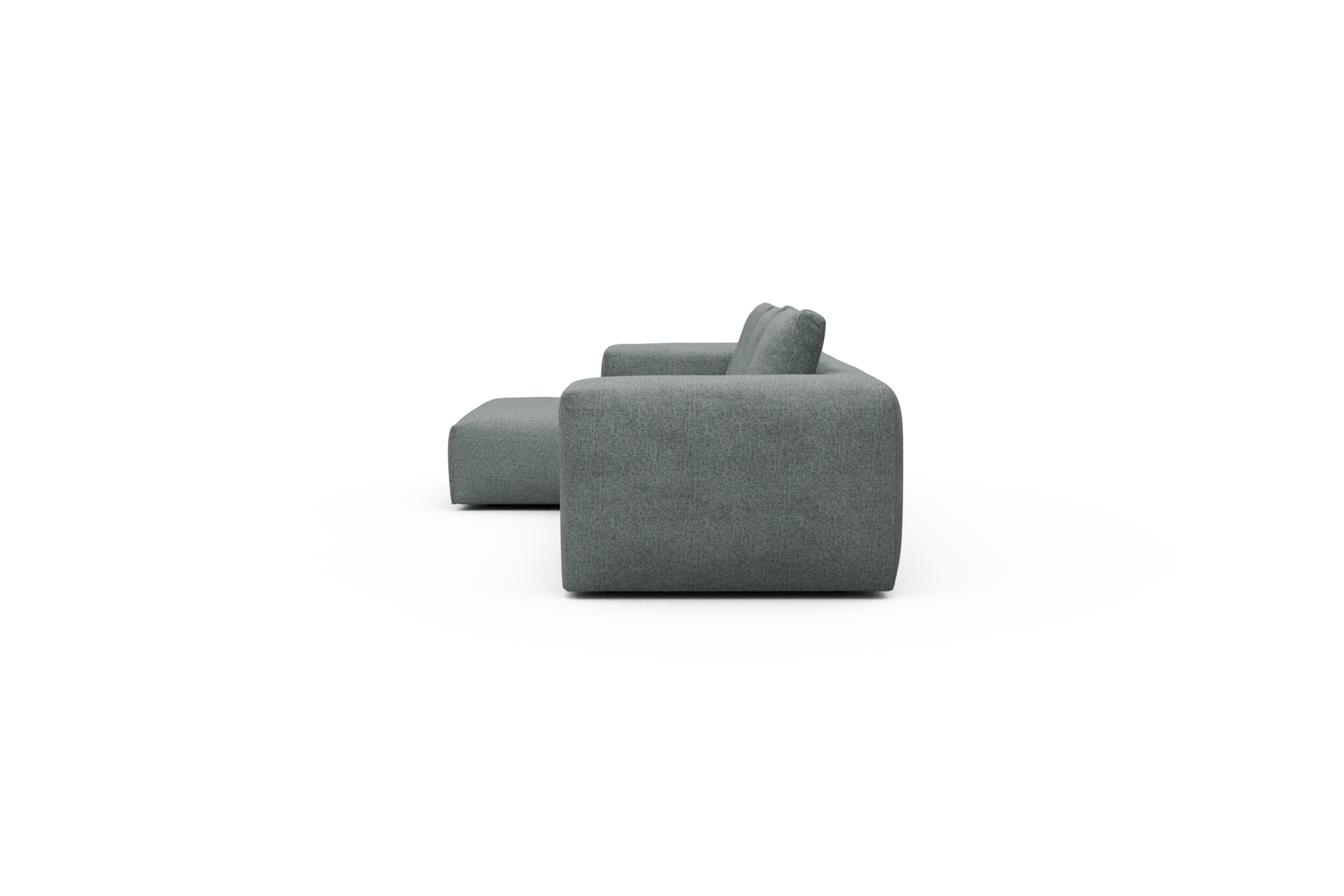 Ecksofa Fred Chaiselongue links mit 2,5-Sitzer Casone-Light-Mixed-Green