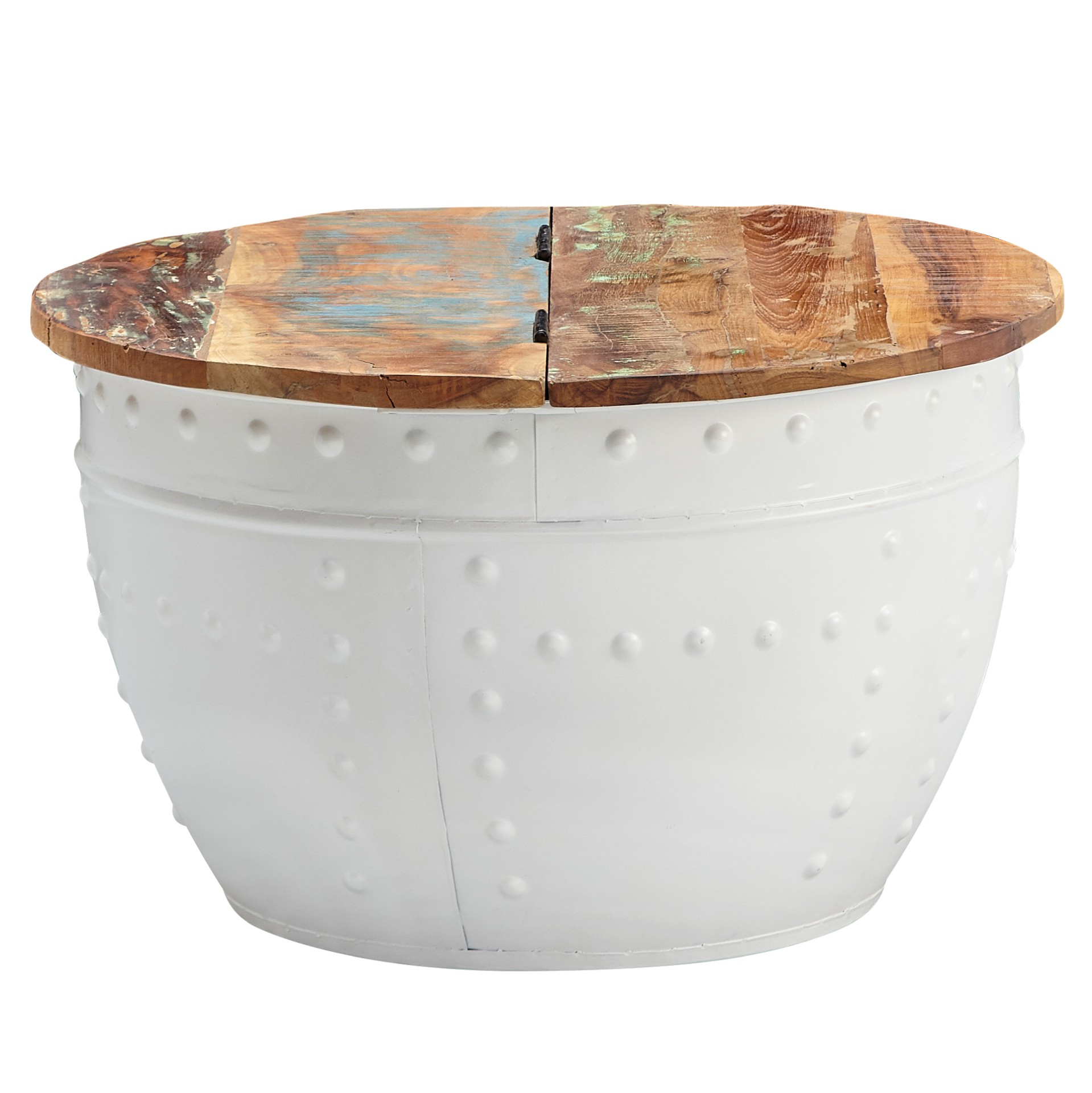 Couchtisch Asker Massivholz Weiß Ø 60 × H 36 cm