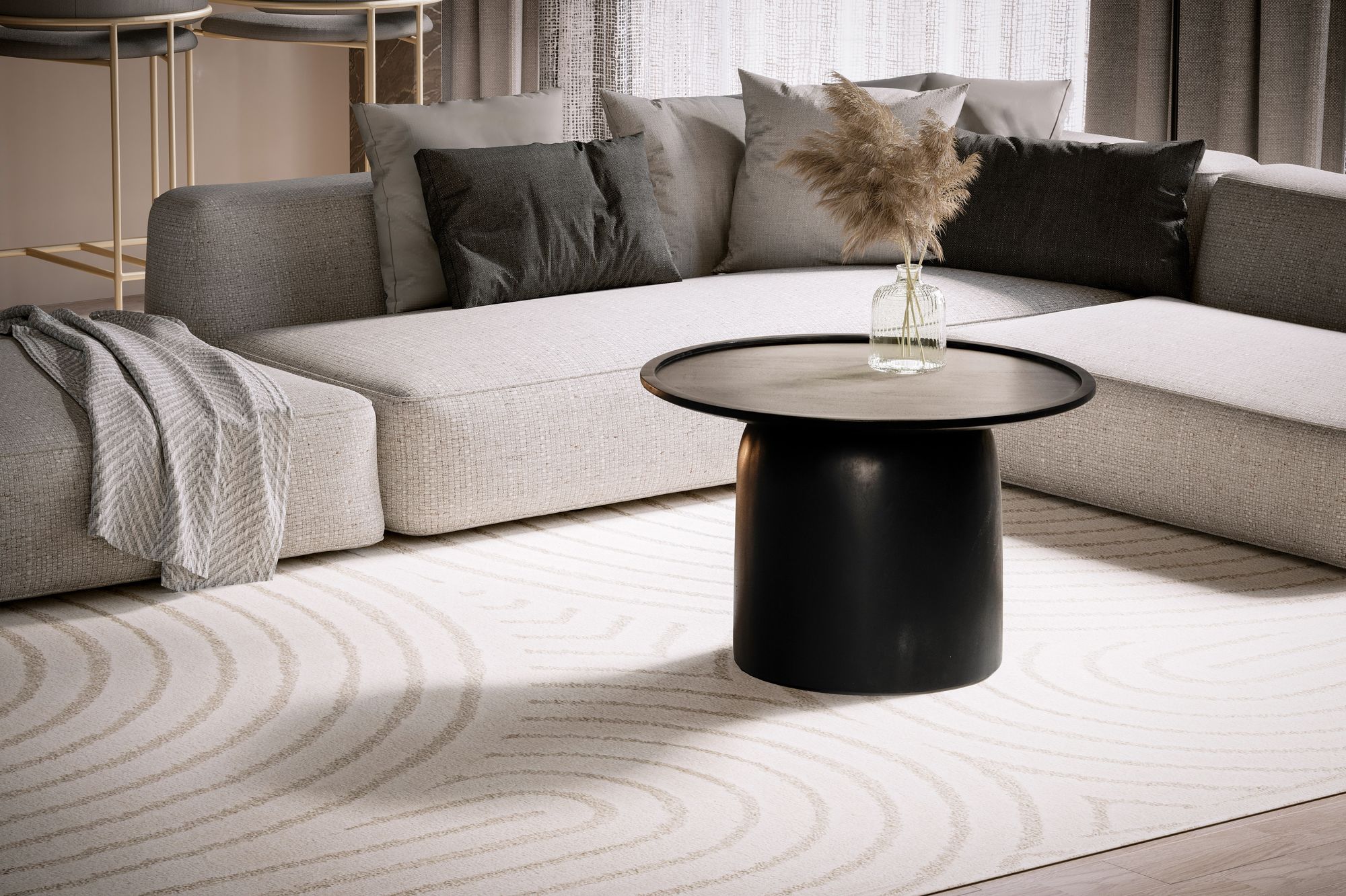 Couchtisch Asker Massivholz Schwarz Ø 60 × H 40 cm