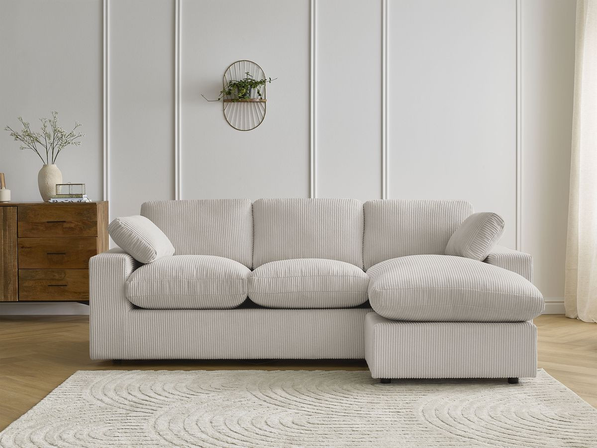 Bobochic Belair Ecksofa 220 × 139 cm Cordsamt Beige