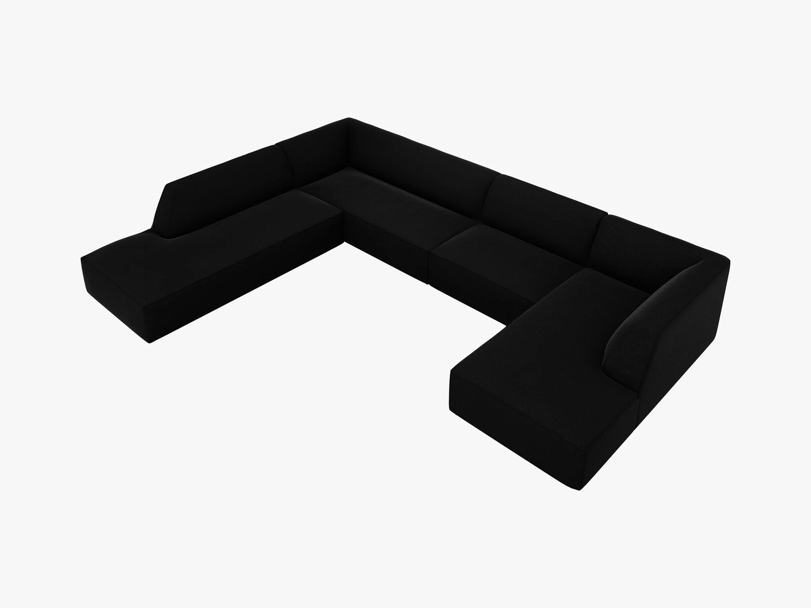 Micadoni Panorama-Ecksofa Ruby 7-Sitzer Links Samt Salvador Schwarz