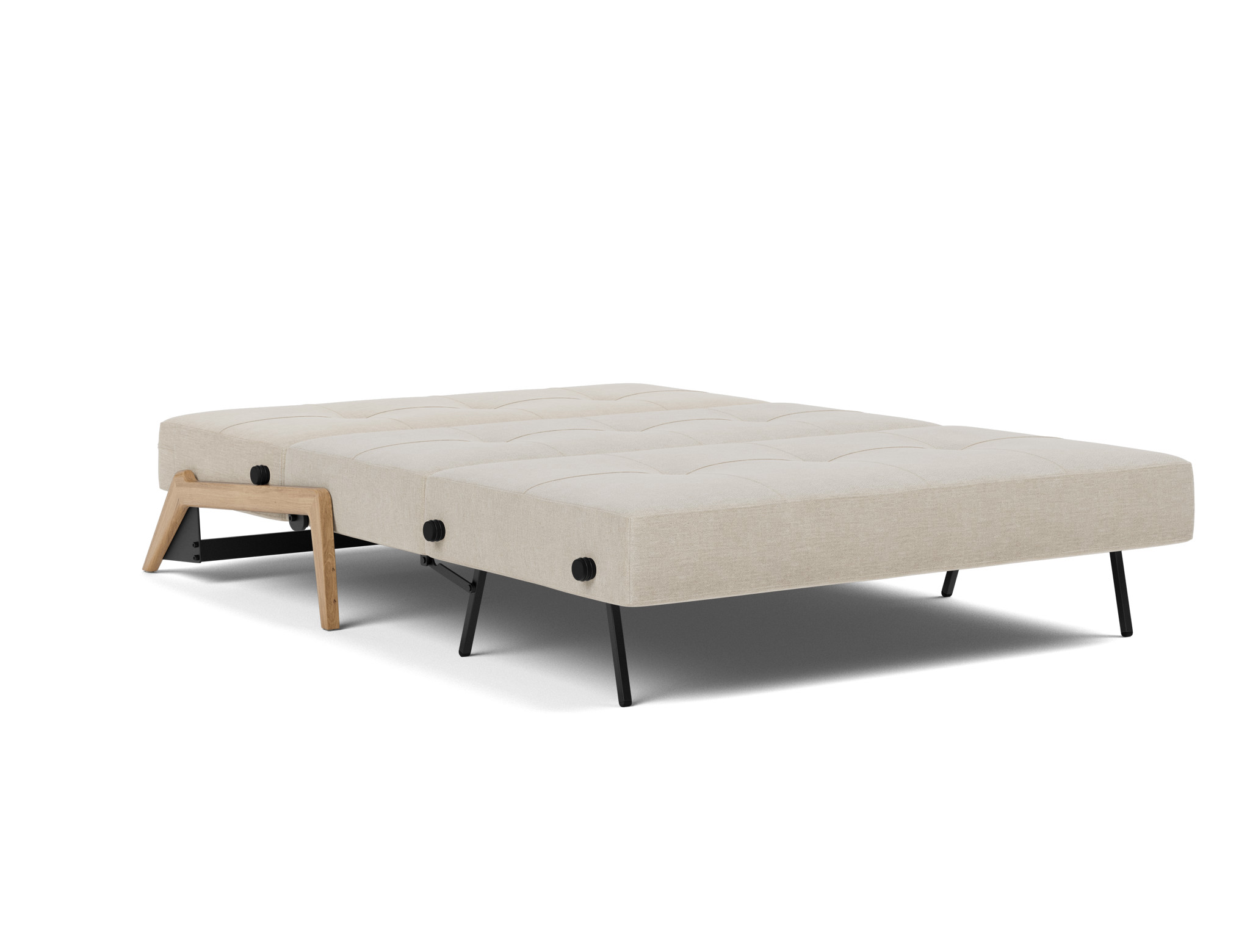 Schlafsofa Cubed 140 Flachgewebe Phobos 586-Latte Beine Eiche