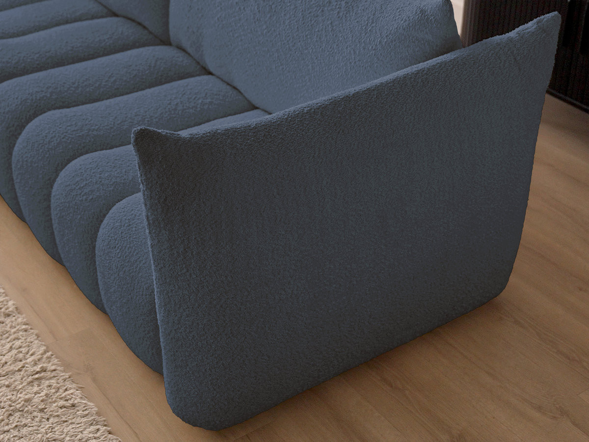 Bobochic Azra Ecksofa mit Pouf 262 × 178 cm Bouclé-Stoff Dunkelblau Ecke links