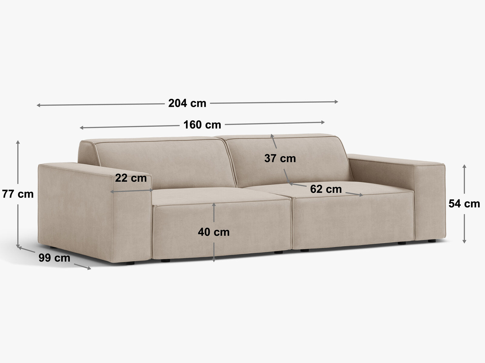 Micadoni 3-Sitzer Sofa Jodie Strukturierter Stoff Megan Blau