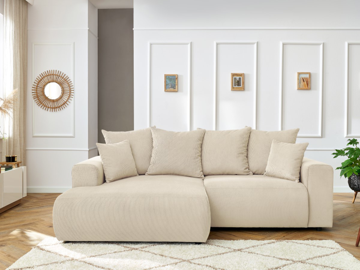 Bobochic Enjoy Ecksofa Cordsamt Beige Ecke links