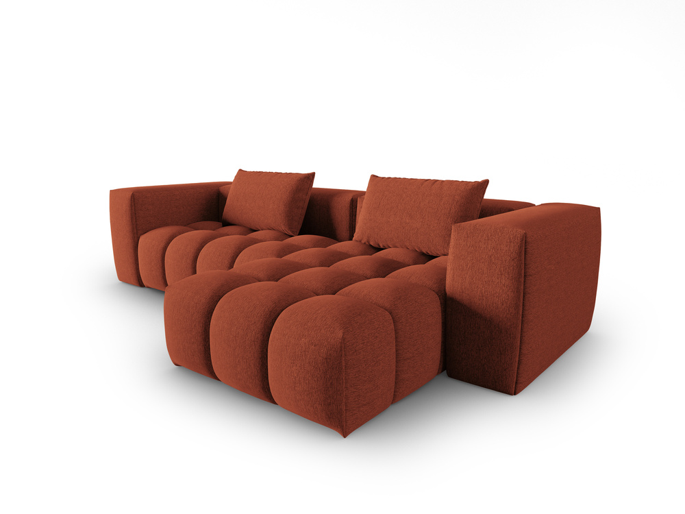 Cosmopolitan Design Ecksofa Verona 3-Sitzer Strukturierter Stoff Sorella Koralle Rechts