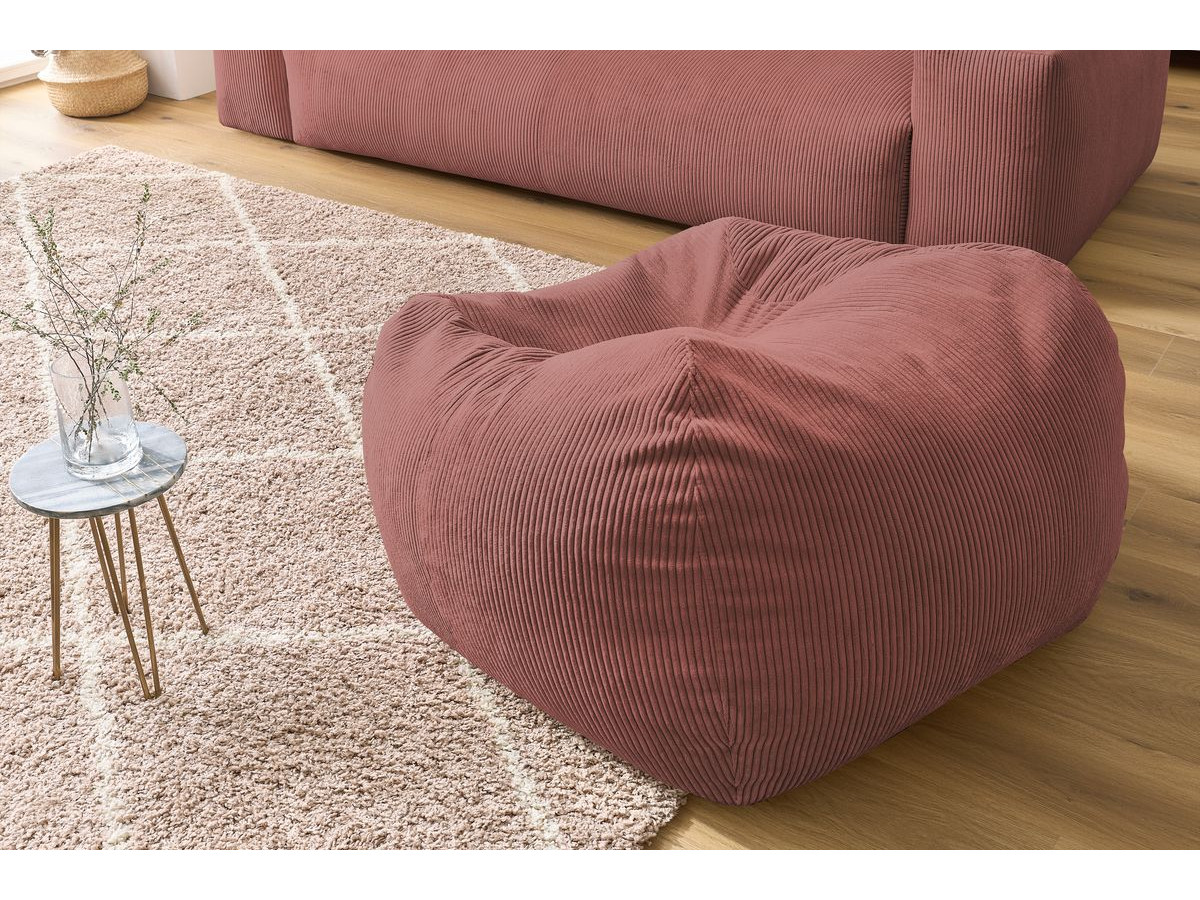 Bobochic Voltaire Sofa 4-Sitzer mit Pouf 280 × 124 cm Cordsamt Rosa