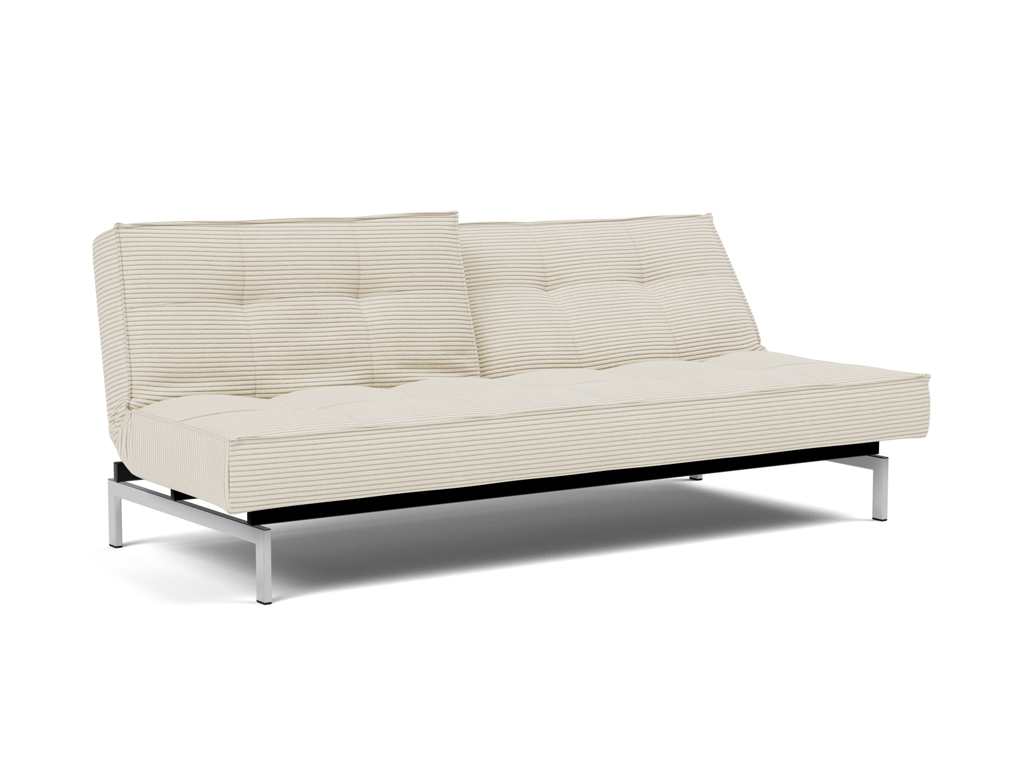 Schlafsofa Splitback Kord Corduroy 594-Ivory Beine Chrom