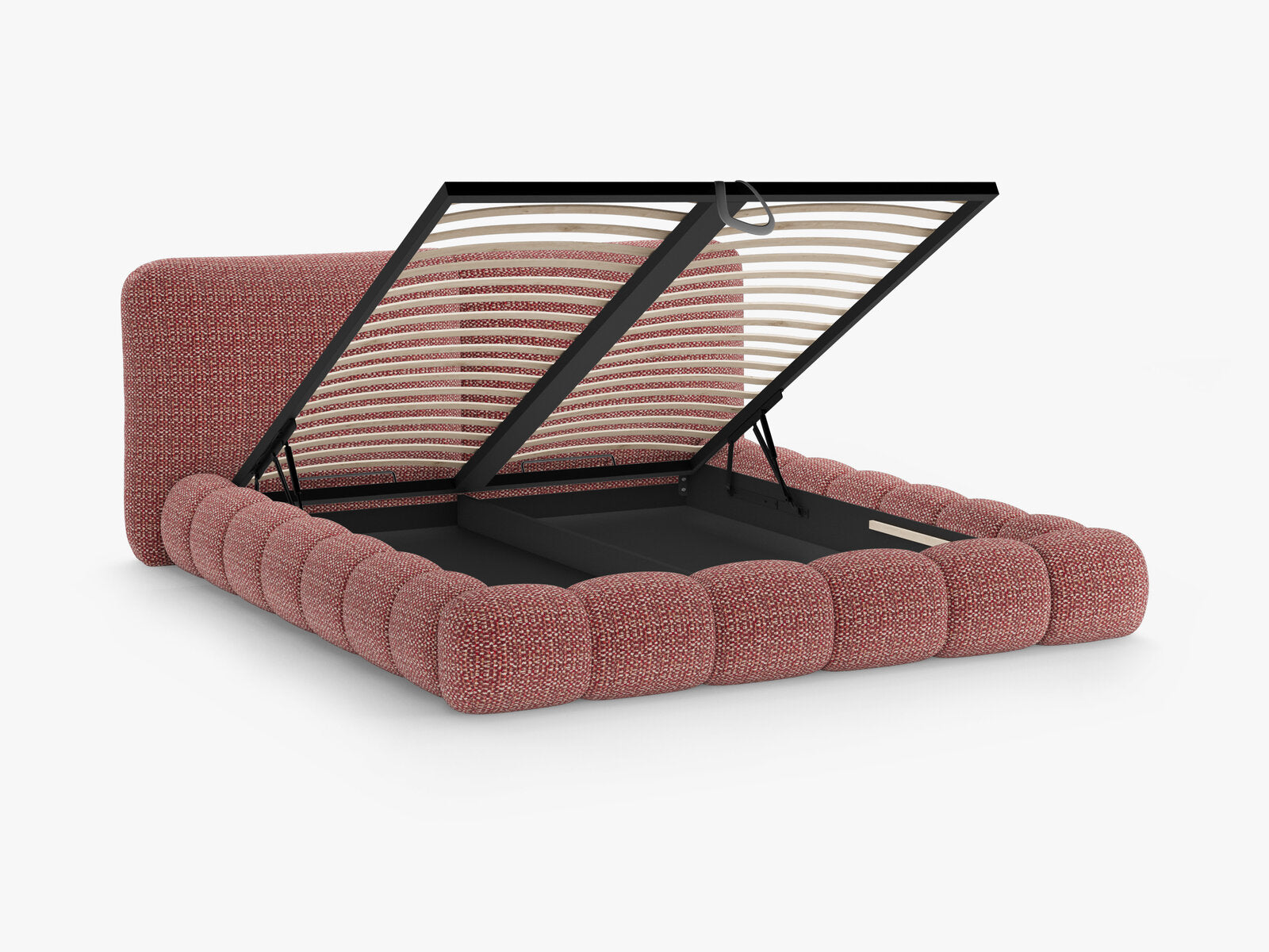 Micadoni Stauraumbett mit Kopfteil Solange Chenille Silencio Rot 160x200