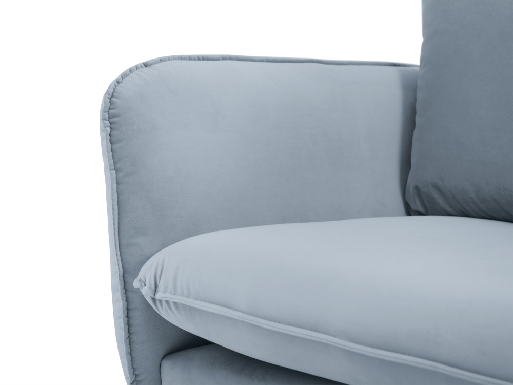 Cosmopolitan Design Sofa Vienna 2-Sitzer Samt Bluvel Hellblau Beine Schwarzes Metall