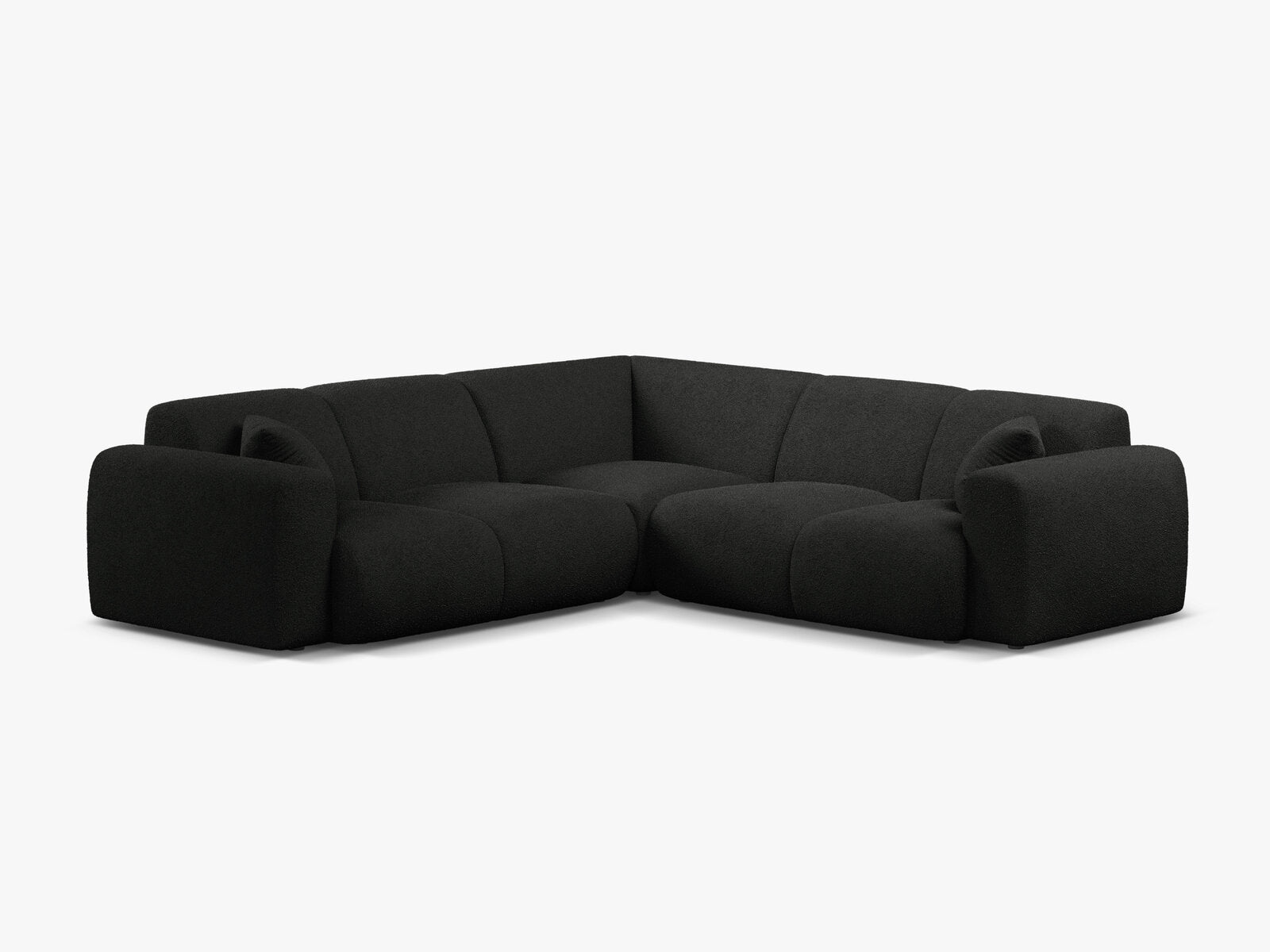 Micadoni Ecksofa Molino 5-Sitzer Boucle Baloo Schwarz