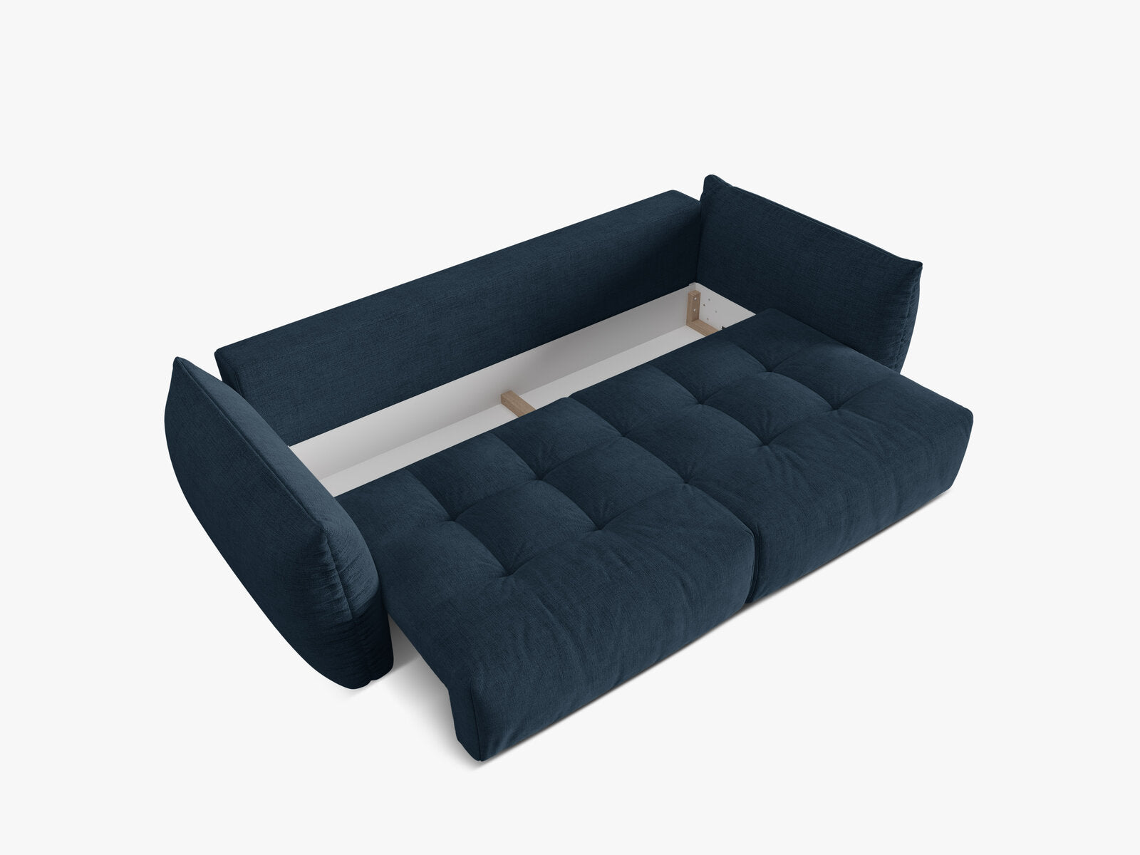Micadoni Bloom Schlafsofa 3-Sitzer mit Bettkasten Strukturierter Stoff Wind Marineblau