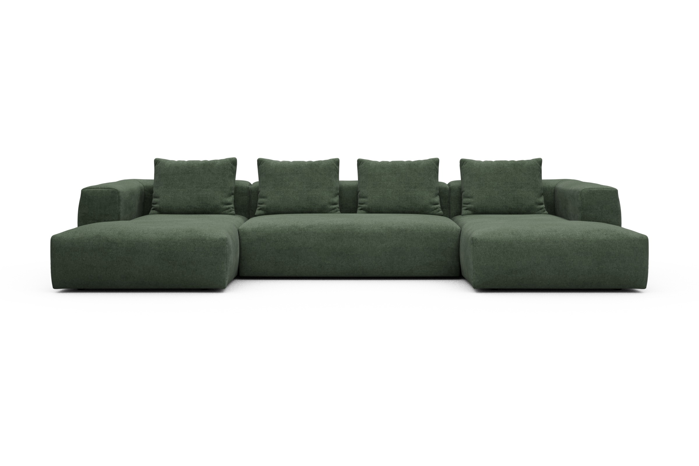 Skandi Home Wohnlandschaft Fred mit 2-Sitzer und Chaiselongue beidseitig Casone-Forest-Green moebelfaktor