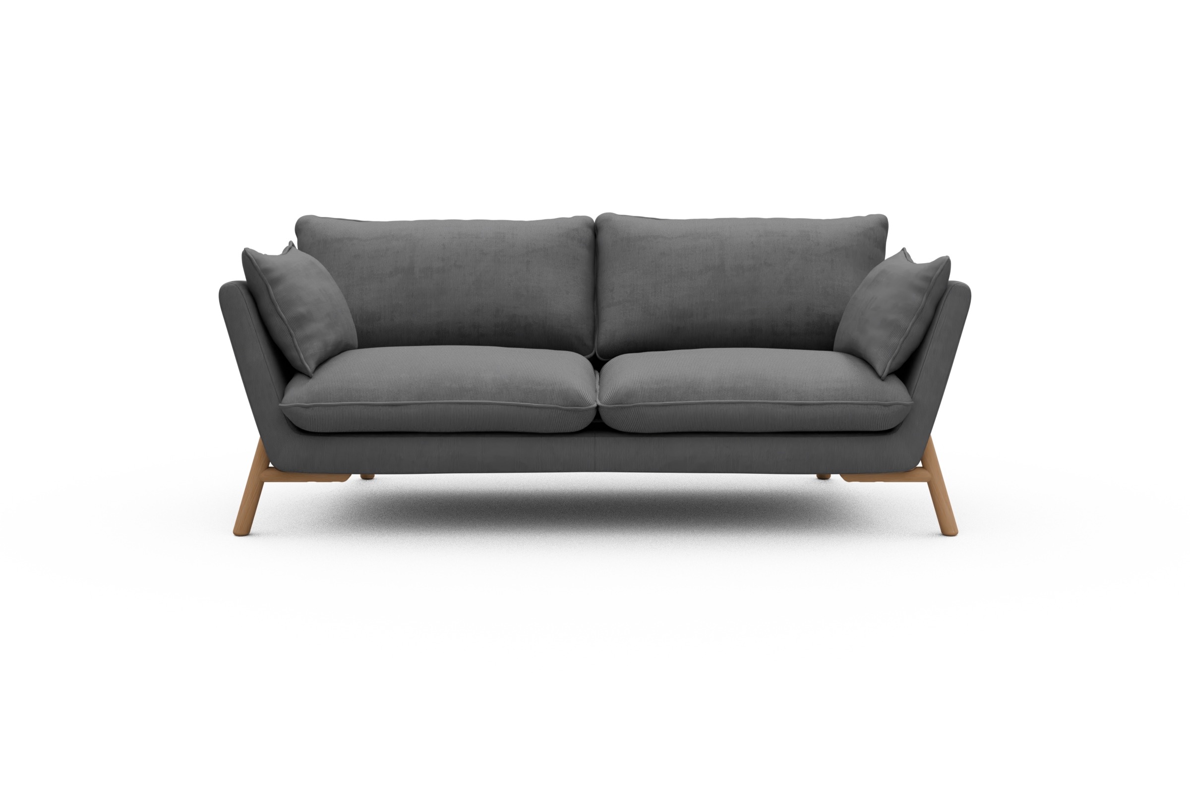Skandi Home Sofa Emil 2-Sitzer Beinfarbe Eiche Natur Cordufine-Grey moebelfaktor