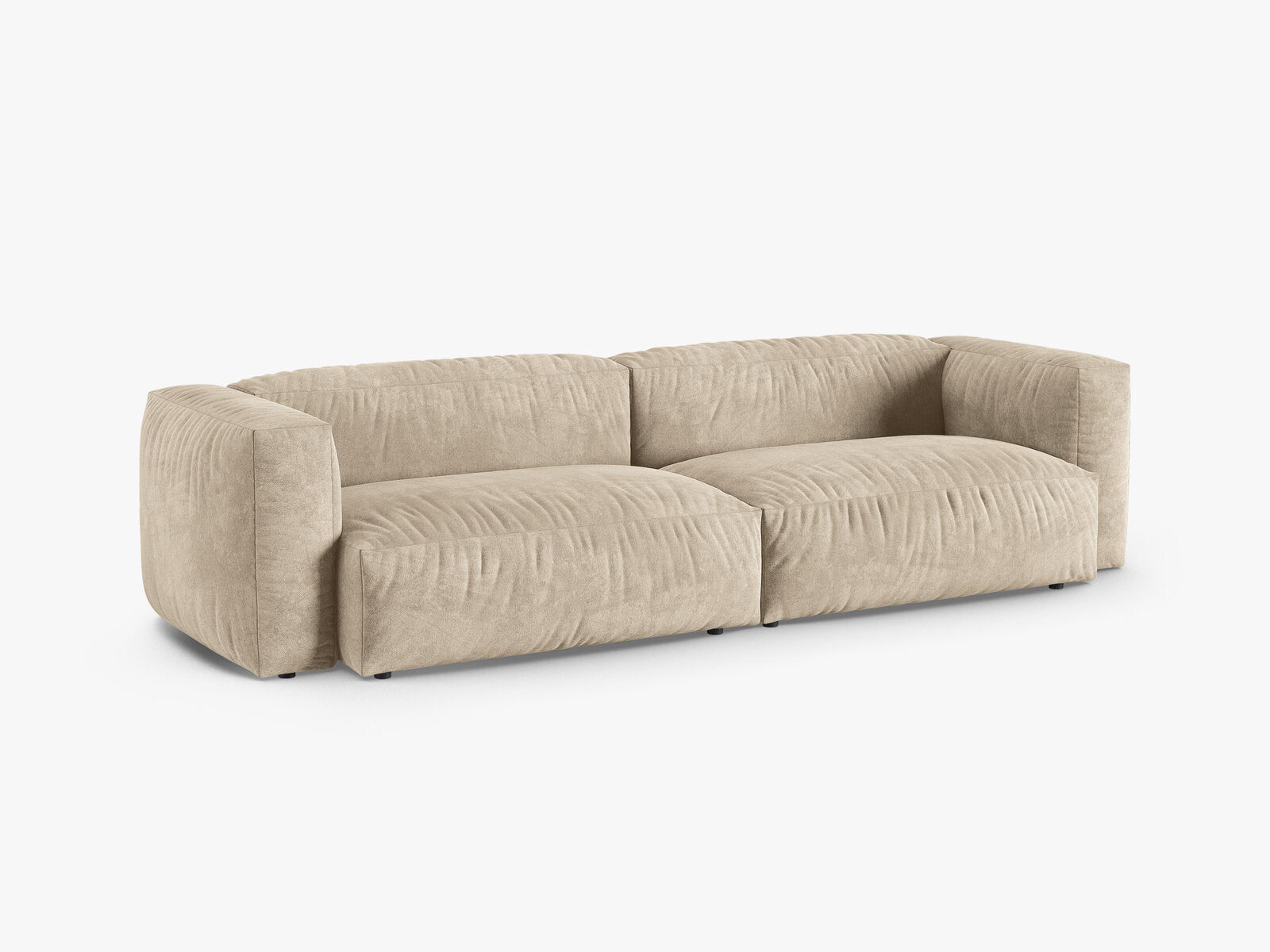 Micadoni Sofa Martina 4-Sitzer 90cm Sitztiefe Samt Vogue Helles Beige