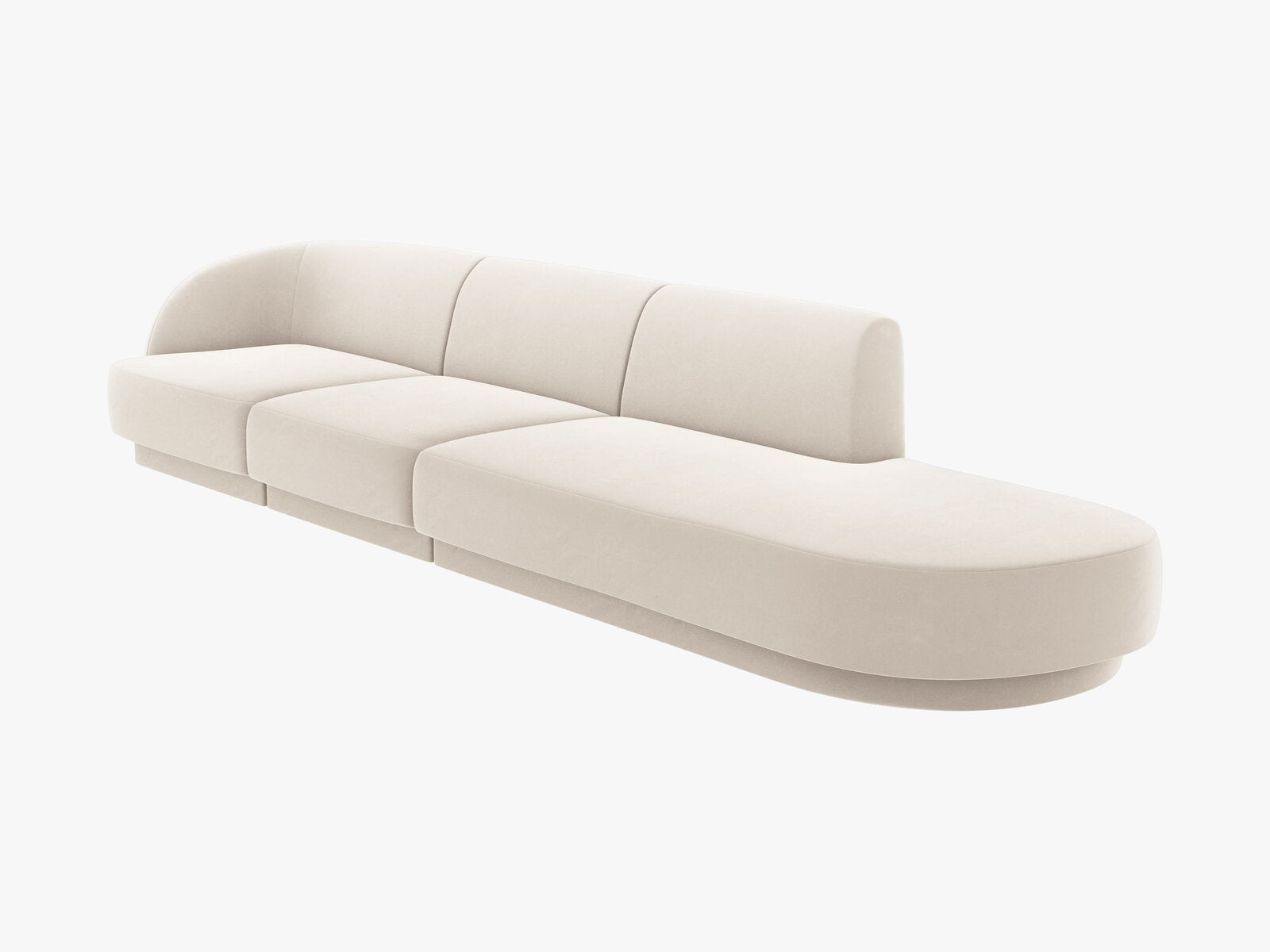 Micadoni Sofa Miley 4-Sitzer Rechts Samt Bluvel Helles Beige