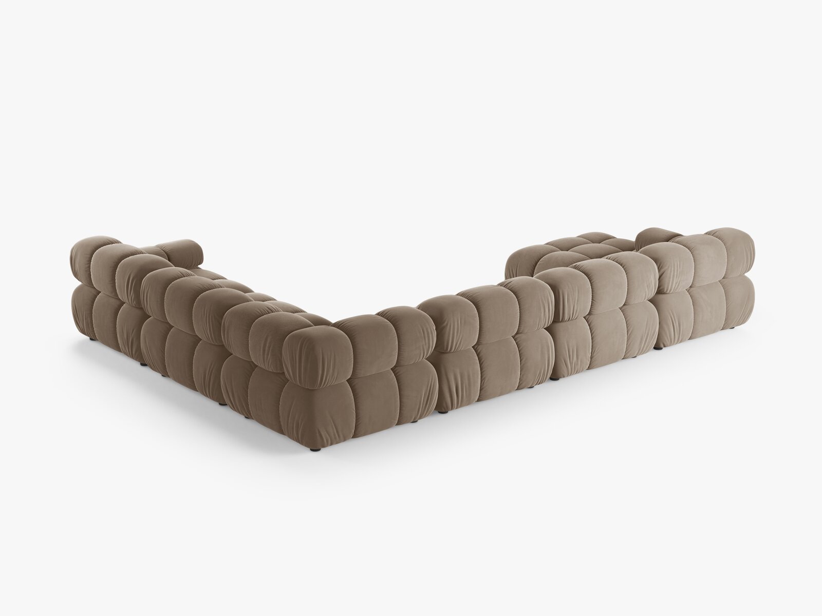 Micadoni Modulares Panorama Ecksofa Bellis 8-Sitzer Rechts Samt Bluvel Cappuccino