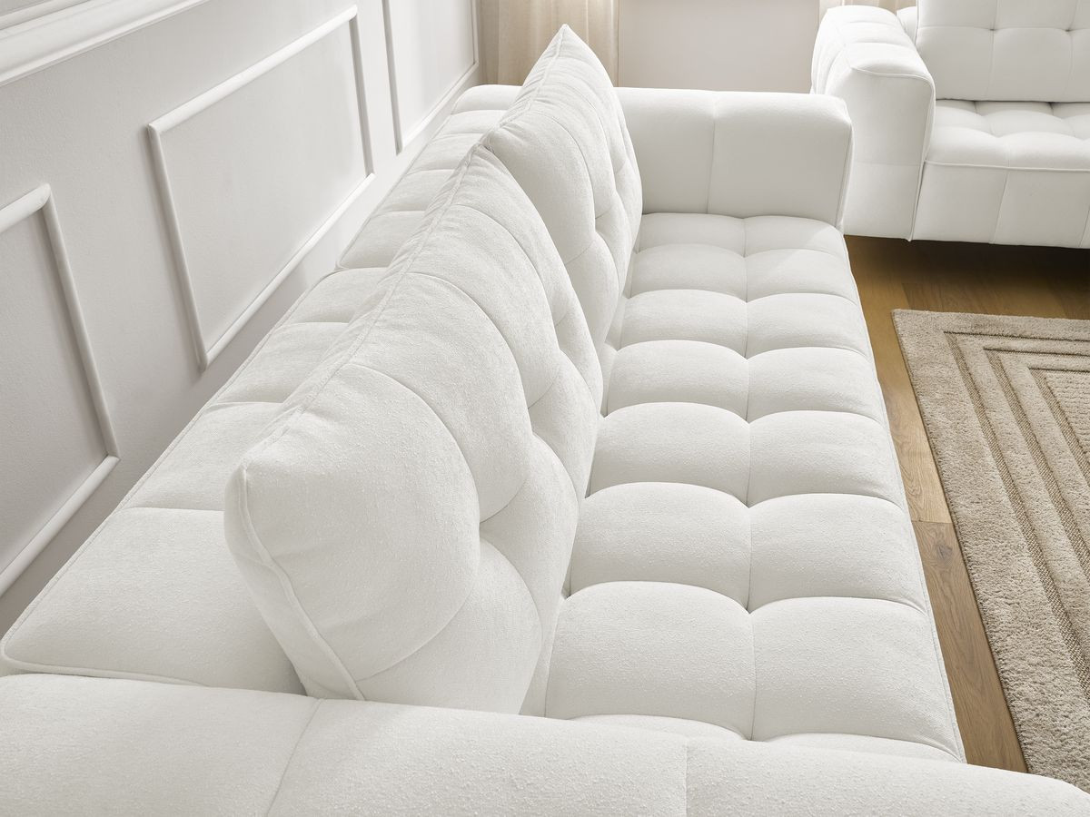 Bobochic Anis Sofa-Set 3- und 2-Sitzer mit Pouf Strukturstoff Weiß
