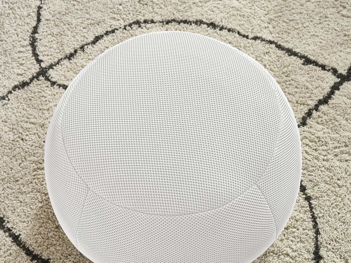 Bobochic Hayden Pouf, rund Mesh-Stoff Weiß, 60 cm