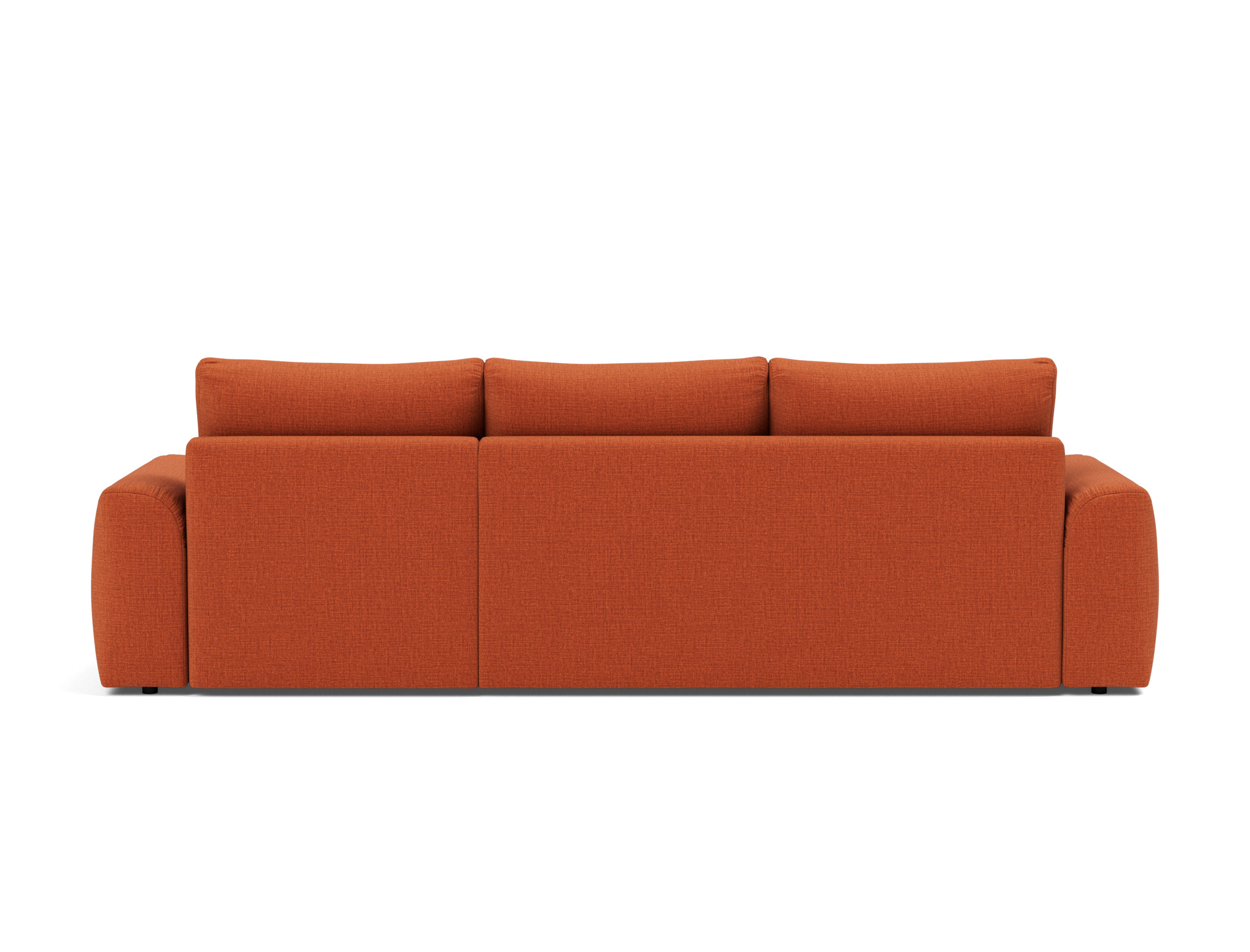 Schlafsofa Norum mit Chaiselongue und Chunky-Armlehnen Chenille Esina 412-Rust-Orange