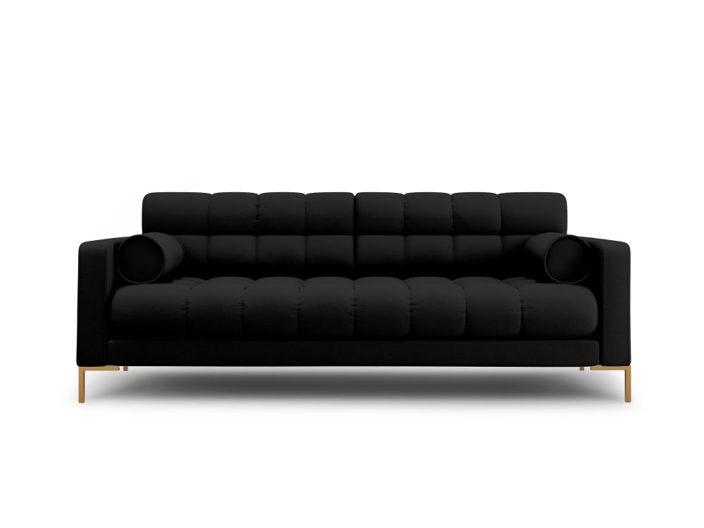 Cosmopolitan Design Sofa Bali 3-Sitzer Strukturierter Stoff Neve Schwarz Beine Gold