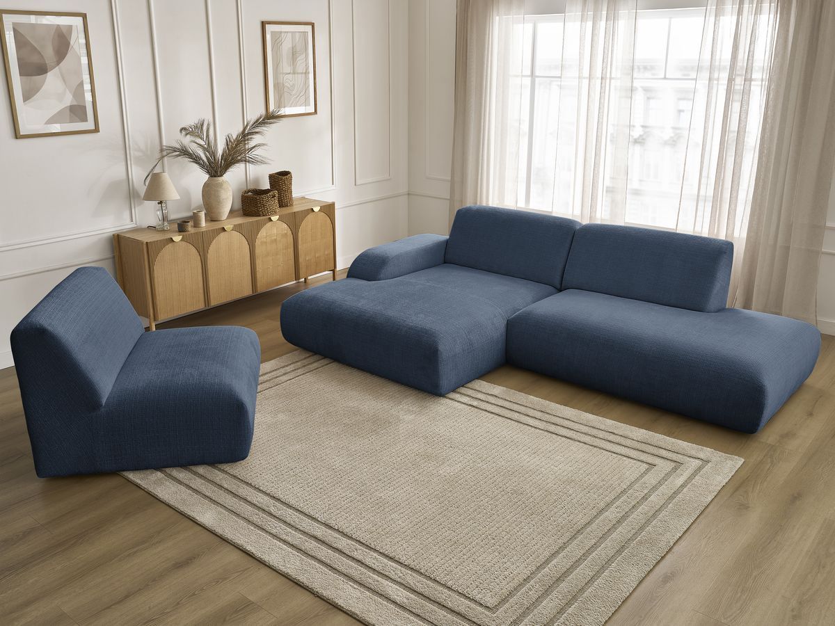Bobochic Sirius Ecksofa 405 × 170 cm Strukturstoff Dunkelblau Ecke links