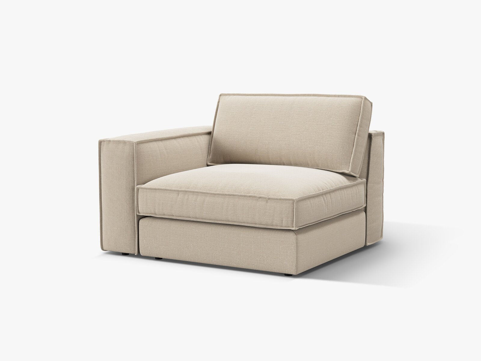 Micadoni Eckmodul mit Armlehne Pola große Version Links Strukturierter Stoff Babel Beige