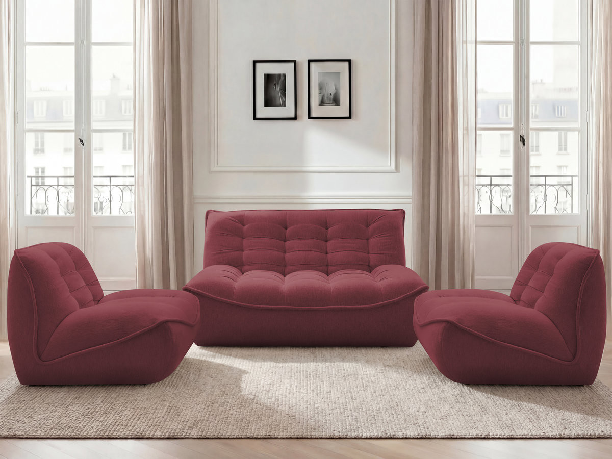 Bobochic Serena Sofa 4-Sitzer Melange-Stoff Rot