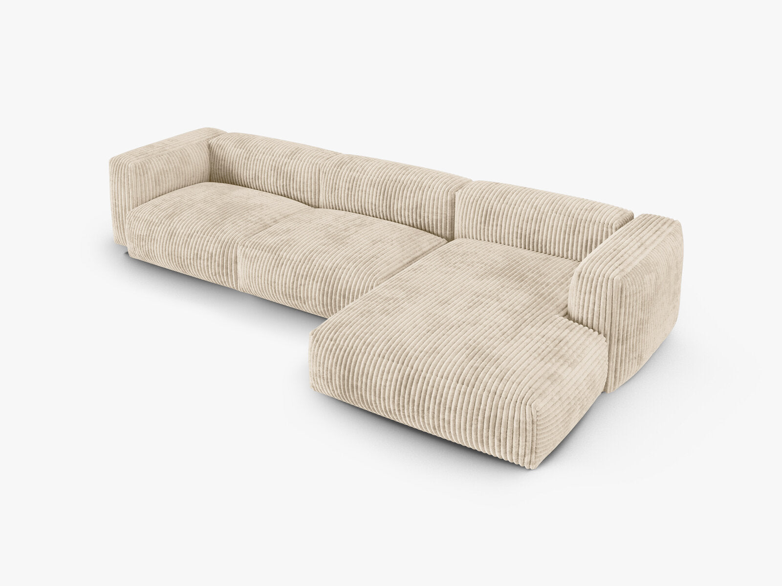 Micadoni Ecksofa Martina 3-Sitzer 90cm Sitztiefe Rechts Kord Tilia Helles Beige