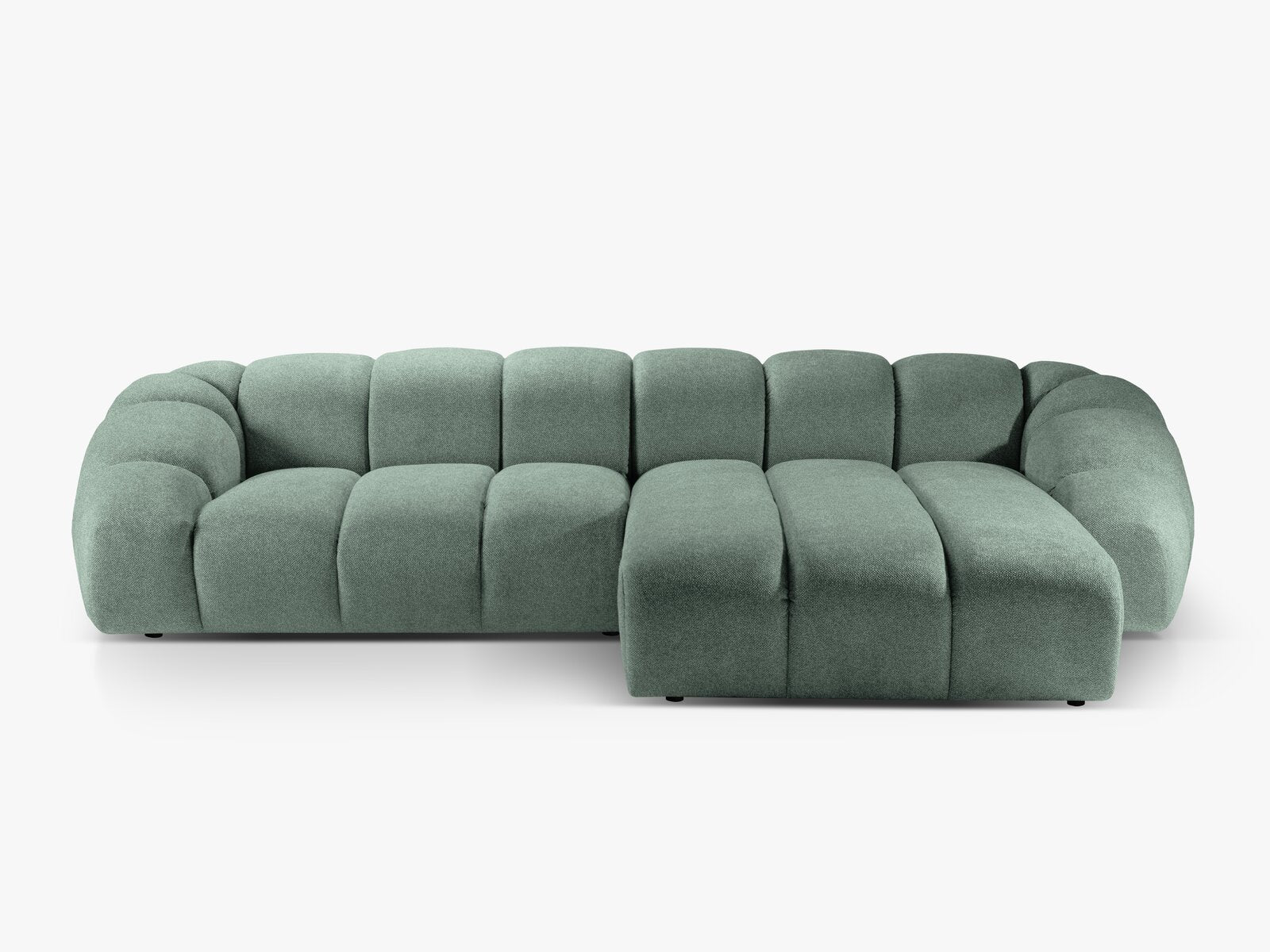 Micadoni Ecksofa Diana 4-Sitzer Rechts Strukturierter Samtstoff Minze