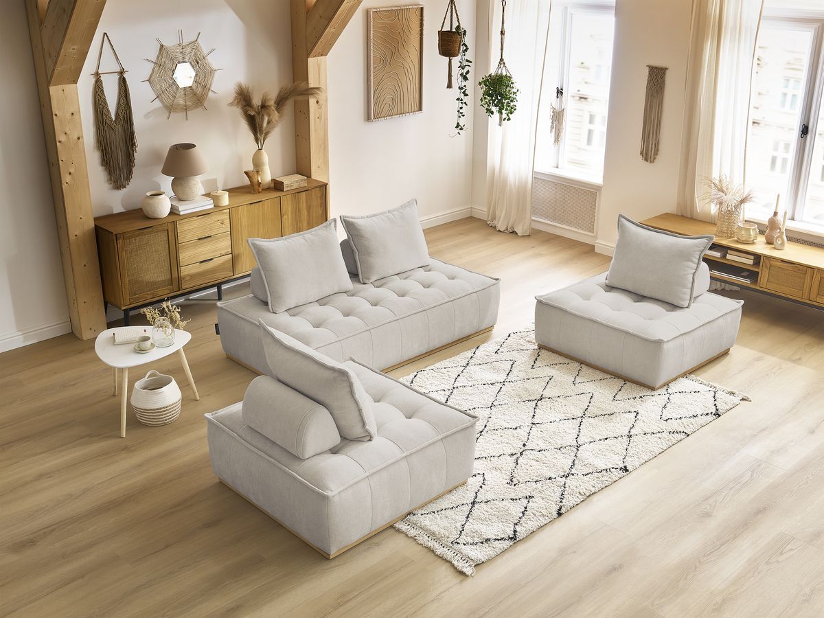 Bobochic Elisa Ecksofa Strukturstoff Beige