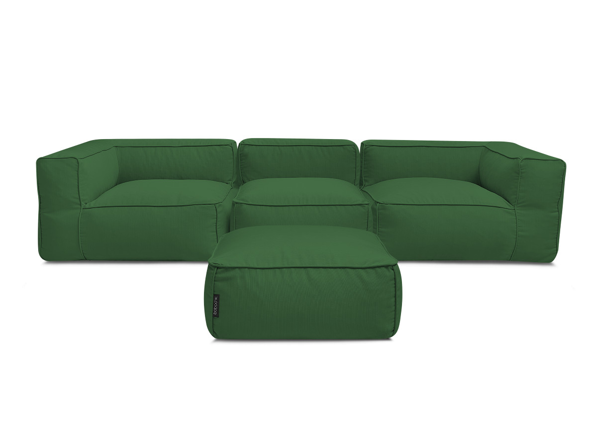 Bobochic Giulia Gartensofa 4-Sitzer mit Pouf, 2 Eckmodule Stoff Grün