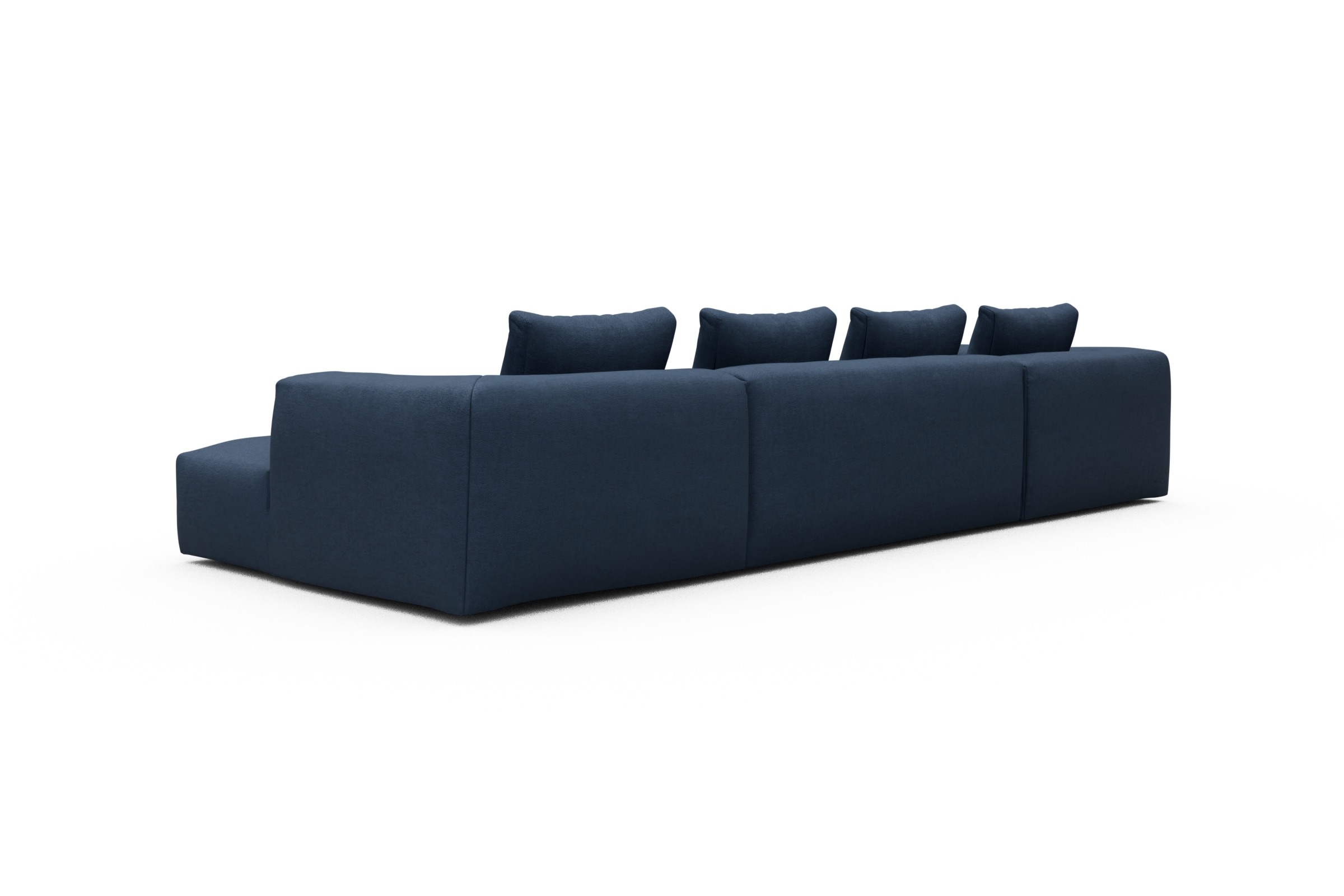 Wohnlandschaft Fred Relax-Ecke links mit 2-Sitzer und Chaiselongue rechts Strukturierter Stoff Weda 302-Weda-Blue