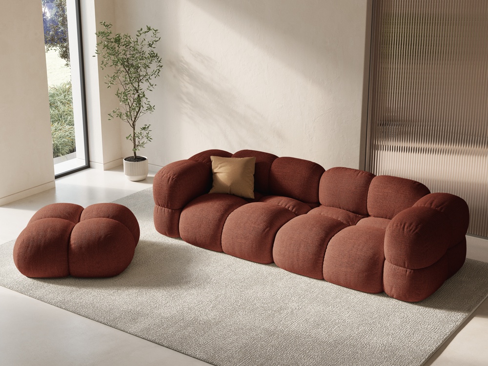 Cosmopolitan Design Pouf Loretto Strukturierter Stoff Sorella Koralle