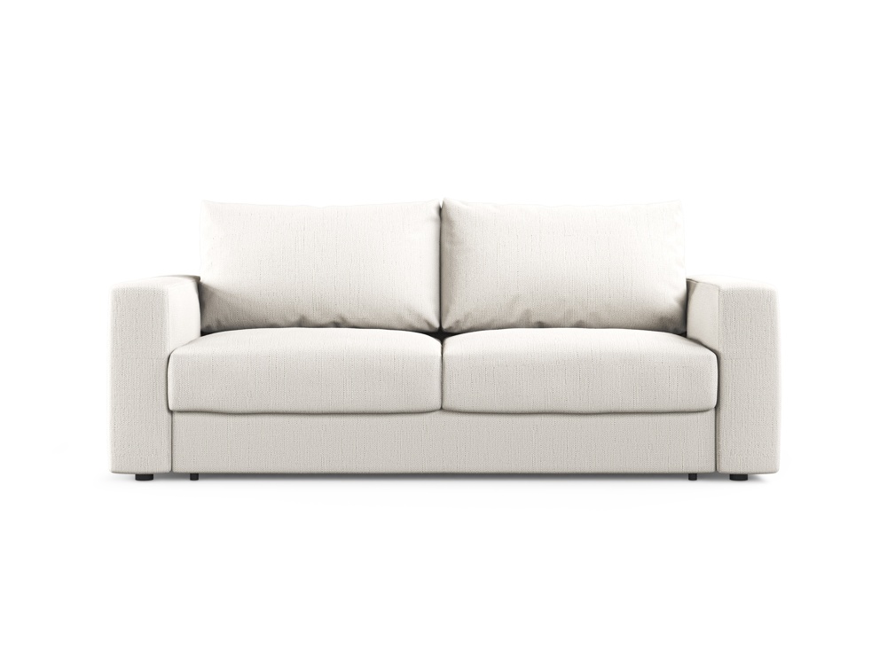 Cosmopolitan Design Schlafsofa Grena 3-Sitzer mit Bettkasten Strukturierter Stoff Babel Weiß