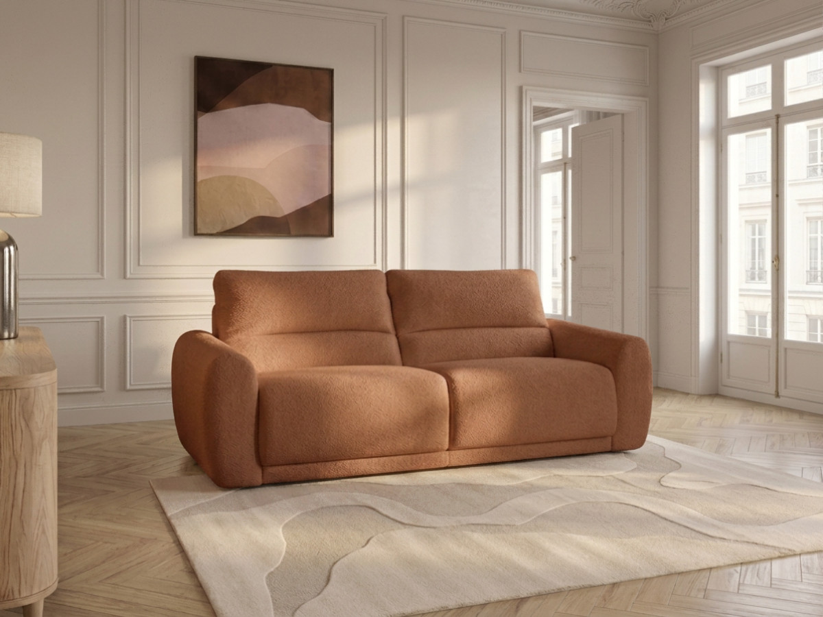 Bobochic Minorque Schlafsofa 2,5-Sitzer Chenille Orange, Liegefläche 140 × 200 cm
