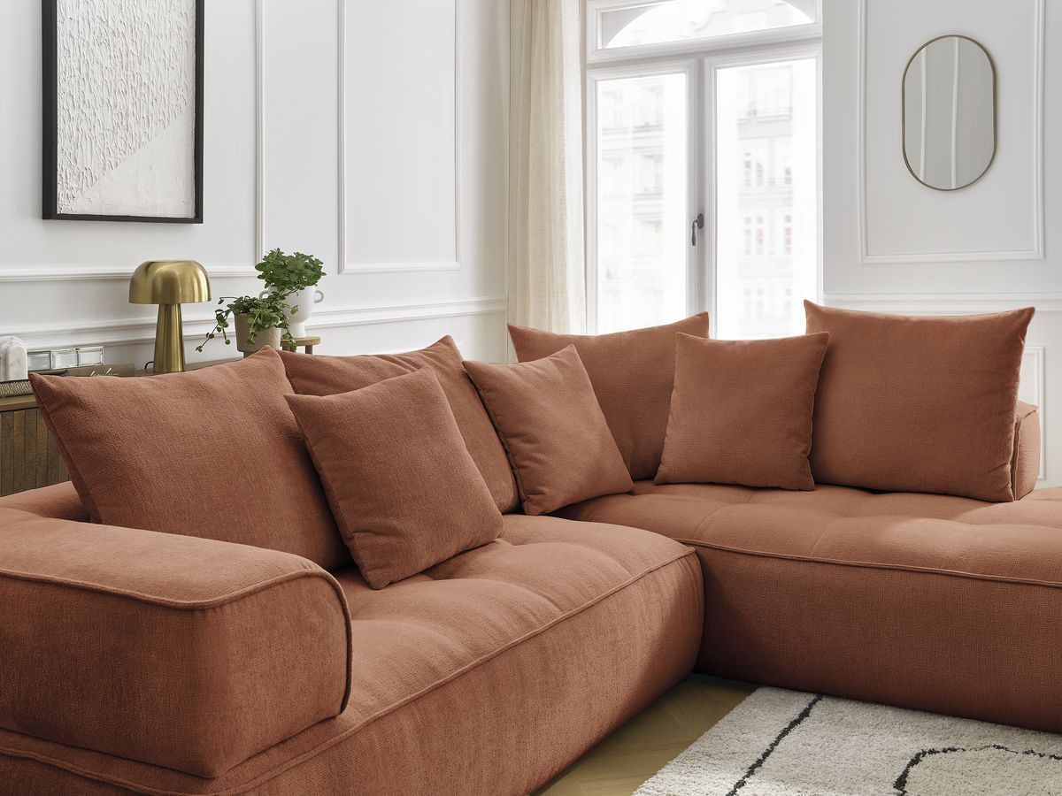 Bobochic Whesley Ecksofa Stoff Orange Ecke links