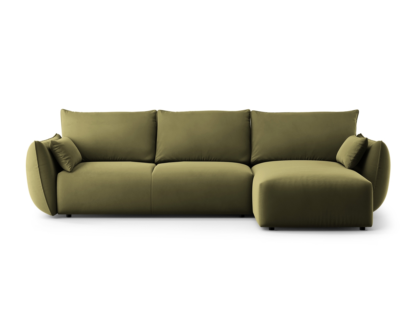 Cosmopolitan Design Ecksofa Matera 4-Sitzer mit Schlaffunktion Samt Salvador Grün Rechts