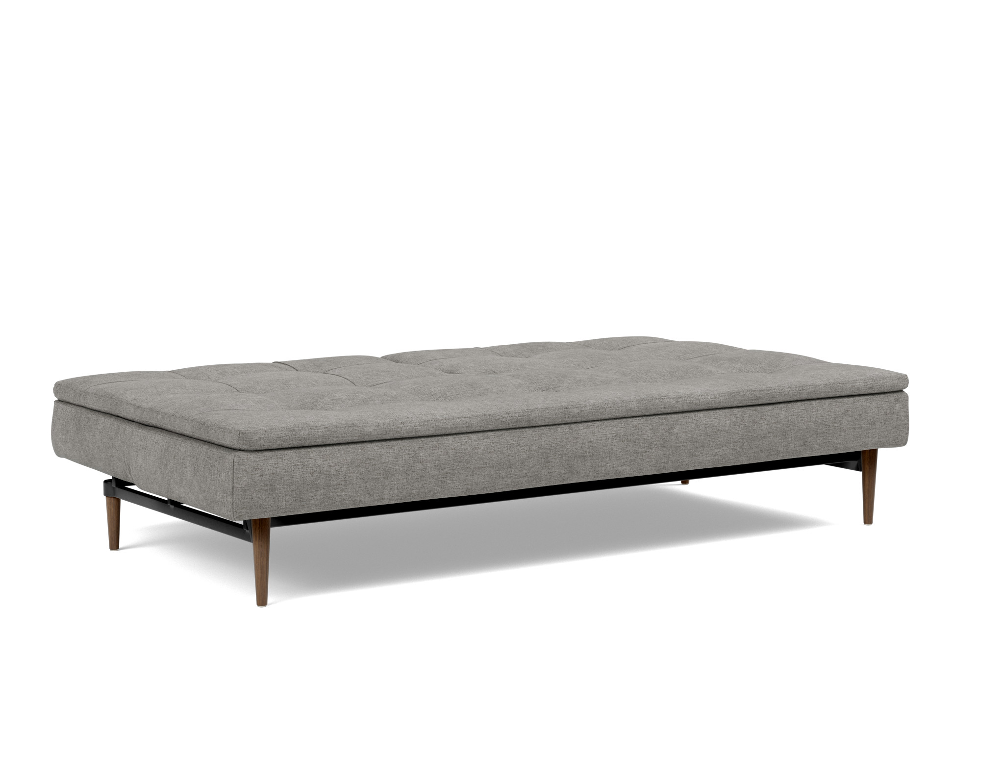 Schlafsofa Dublexo Flachgewebe Avella 282-Warm-Grey Beine Styletto Eiche dunkel