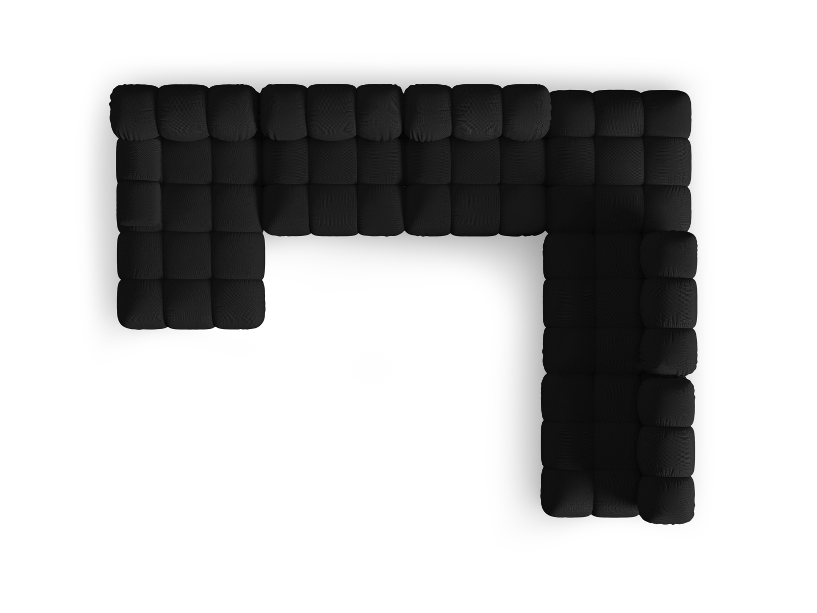 Micadoni Modulares Panorama Ecksofa Bellis 7-Sitzer Rechts 3D-Stoff Sonic Schwarz