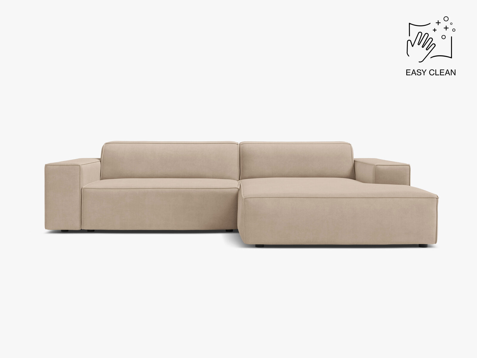 Micadoni Ecksofa Jodie 3-Sitzer Samt Venus Beige Rechts