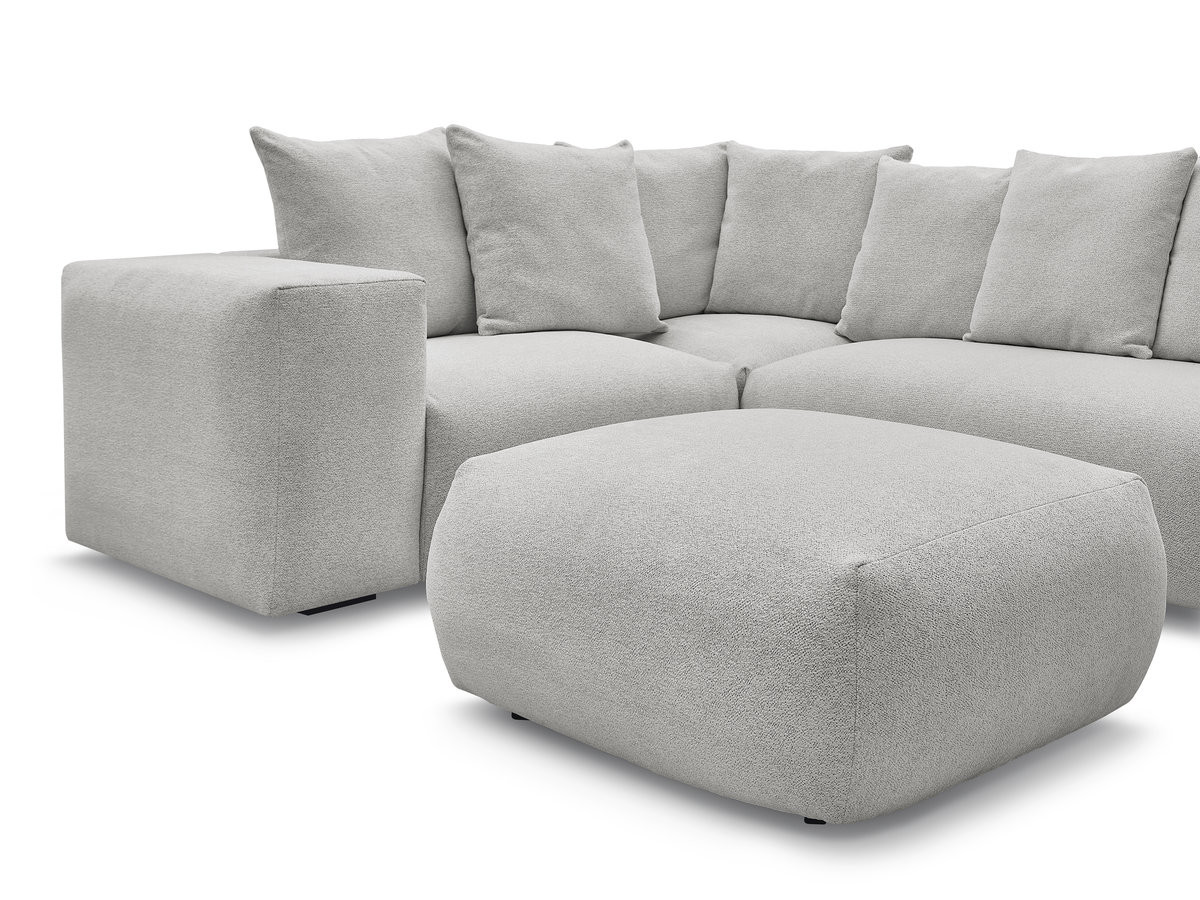 Bobochic Voltaire Ecksofa mit Pouf 268 × 214 cm Melange-Stoff Hellgrau Ecke links