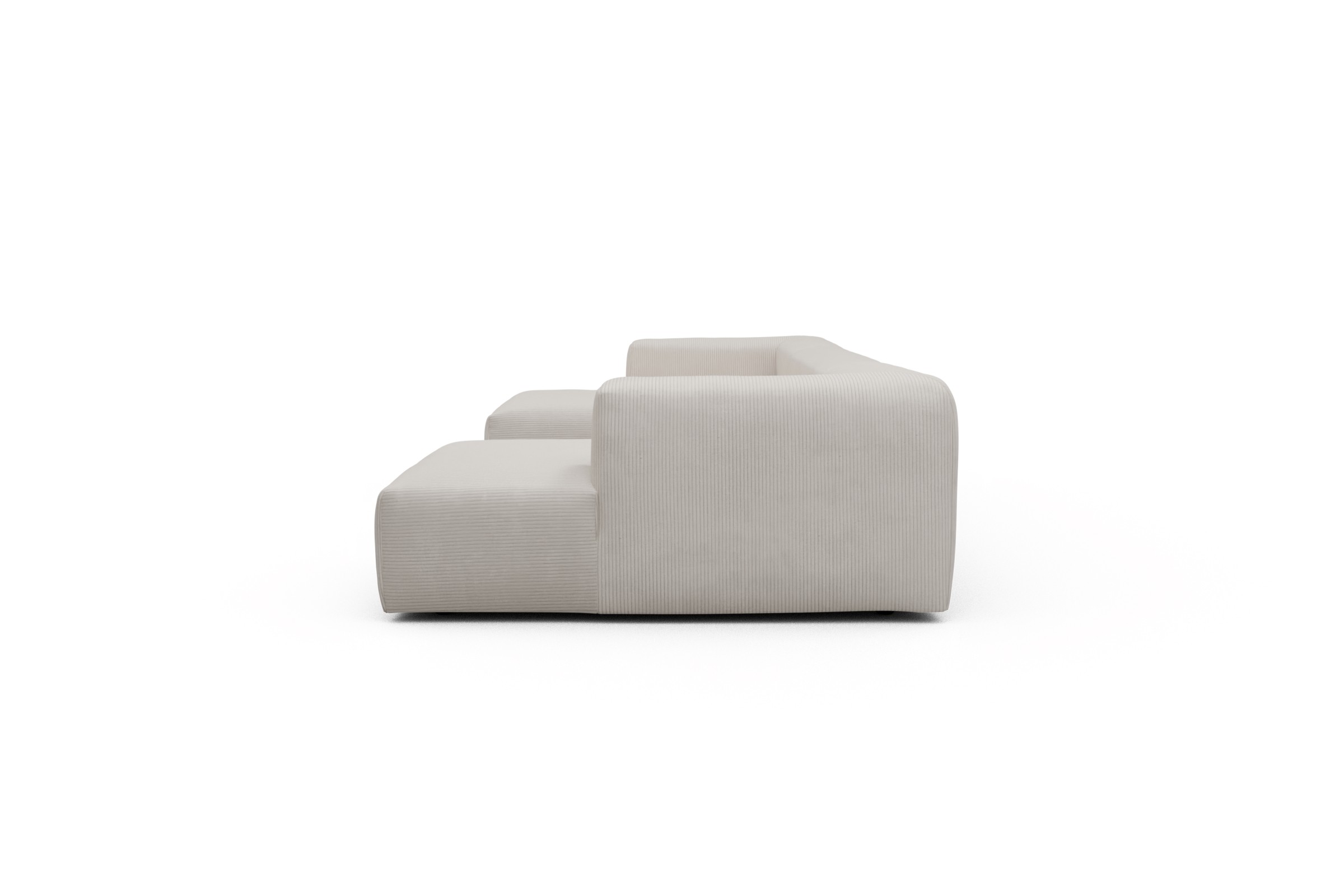 Wohnlandschaft Fred mit 2-Sitzer und Chaiselongue beidseitig Kord Corduroy 594-Ivory